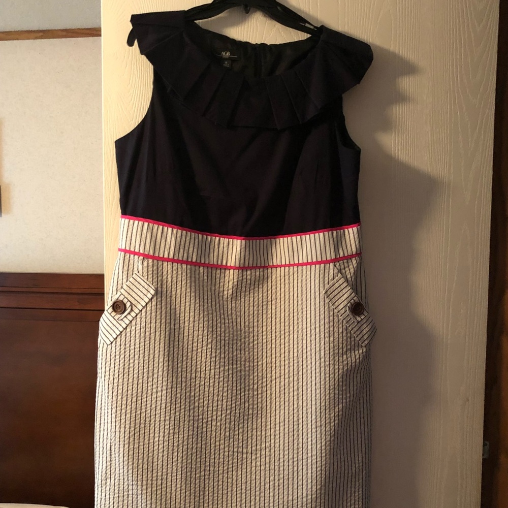 Blue stripe with pink accents dress